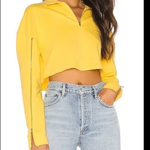 Superdown Randy Zip Crop Top in Yellow